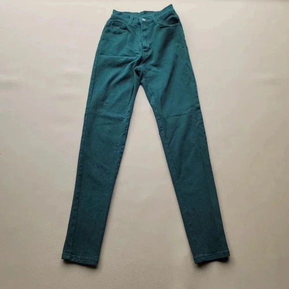 Jordache Jegging Jeans Womens 3/ 4 Green Denim Skinny Ladies 23X30.5 - Picture 1 of 9